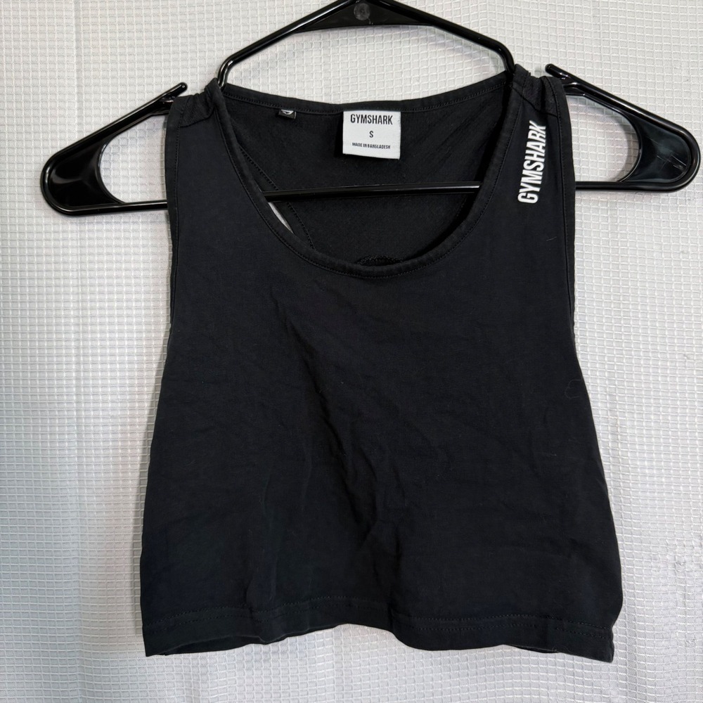 Gymshark Crop Tank Top Black Cotton Blend Racerback Mesh Back Activewear S